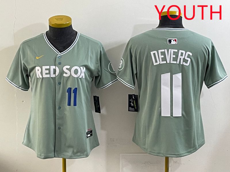 Youth 2025 Boston Red Sox 11 Devers Light Green Joint Name Nike MLB Jersey style 7